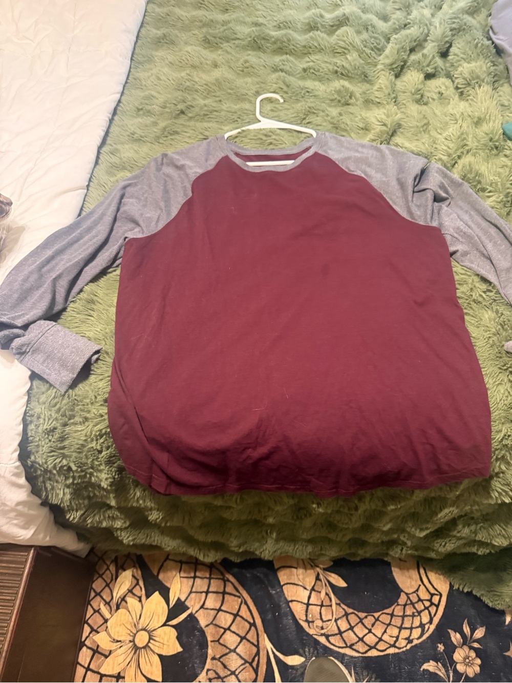 Goodfellow & Co Two-Tone Raglan Long-Sleeve Shirt - Maroon and Gray